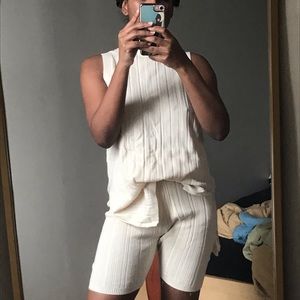 & Other Stories Cream Wool Bicycle Short 2 Pc SET